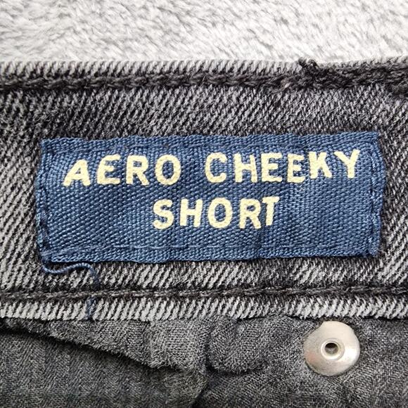 Aeropostale Shorts Womens 00 Faded Black Aero Cheeky Short Ripped Distressed - Picture 5 of 12